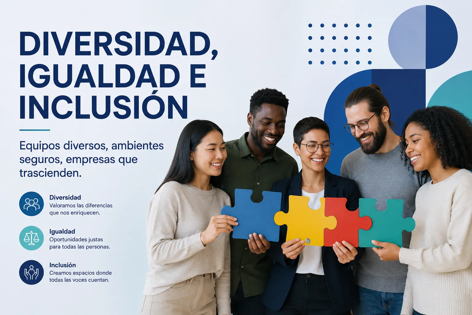 Equipo multicultural colaborando en una estrategia de diversidad e inclusión laboral para fortalecer la cultura organizacional y la igualdad de oportunidades